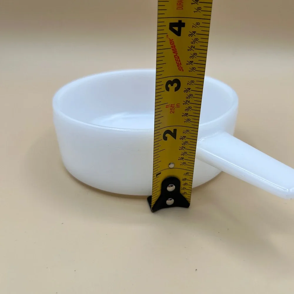 Vintage White Milk Glass 14oz Single Handle Soup Bowl Ramekin Ovenware  USA